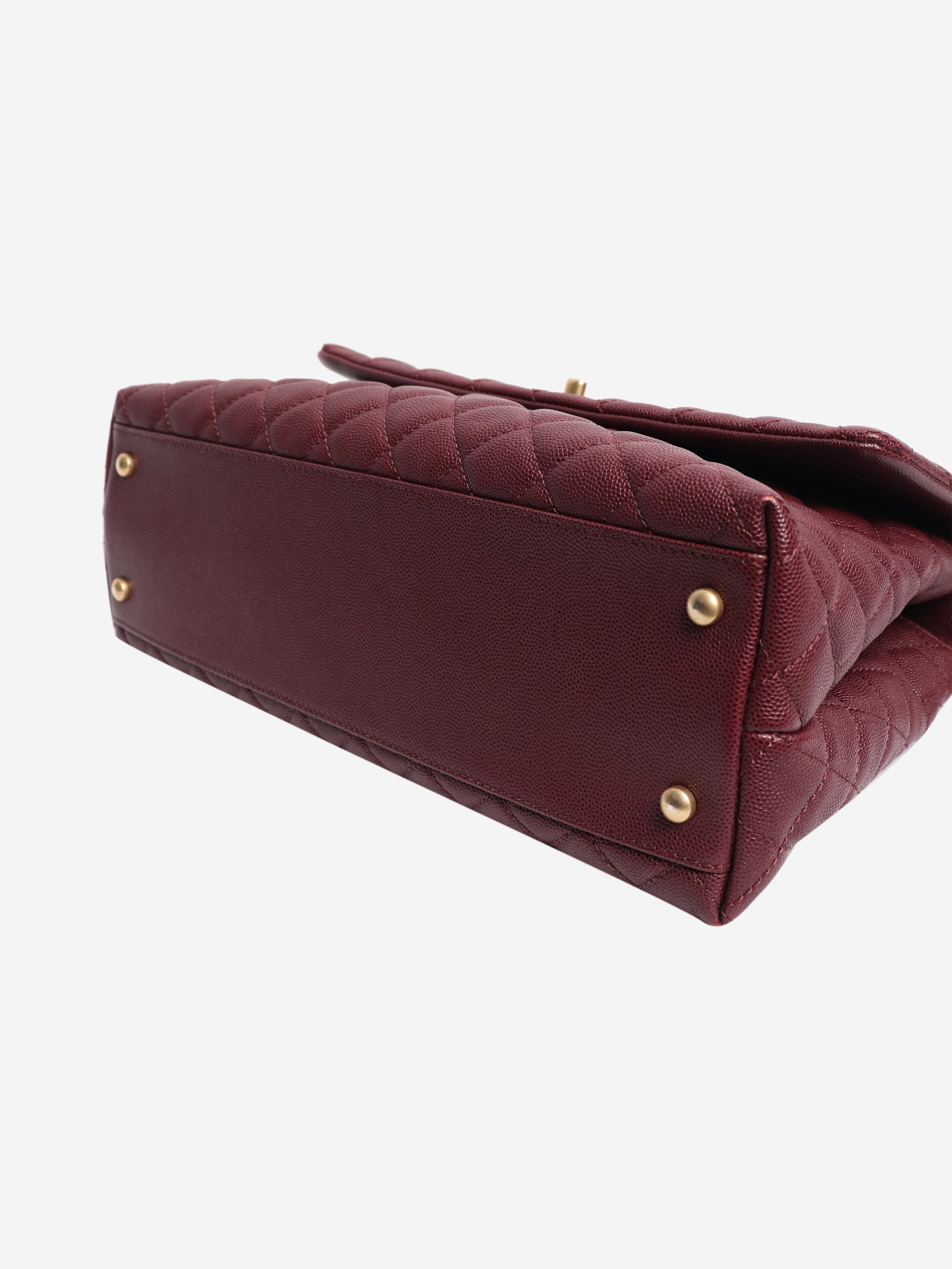 Maroon 2017 caviar leather quilted Coco Handle bag Top Handle Bags Chanel 