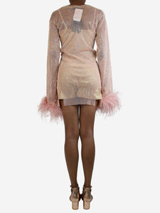 Santa Brands Pink blush feathers embellishment mini dress - One Size