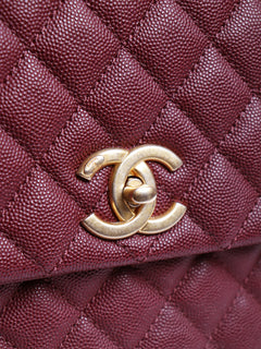 Maroon 2017 caviar leather quilted Coco Handle bag Top Handle Bags Chanel 