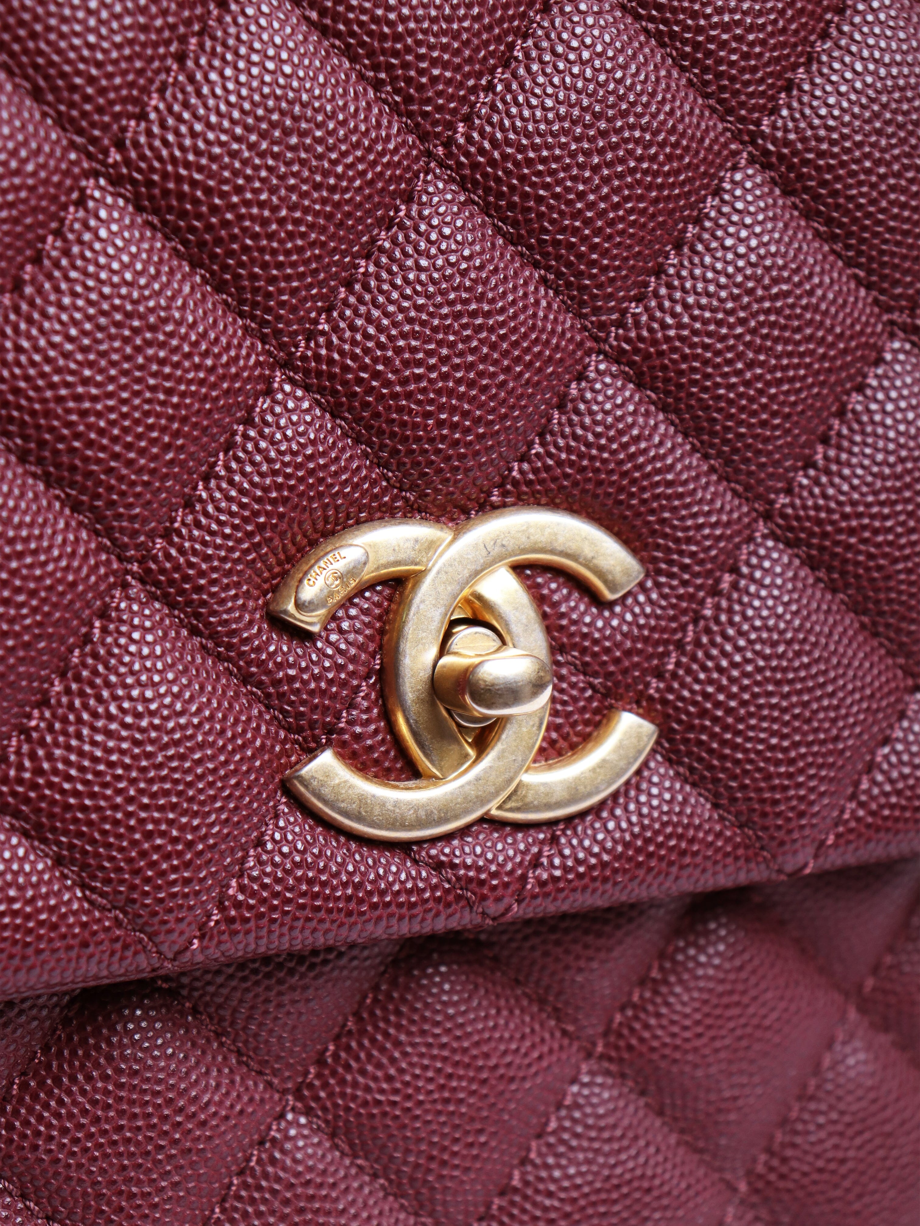 Maroon 2017 caviar leather quilted Coco Handle bag Top Handle Bags Chanel 