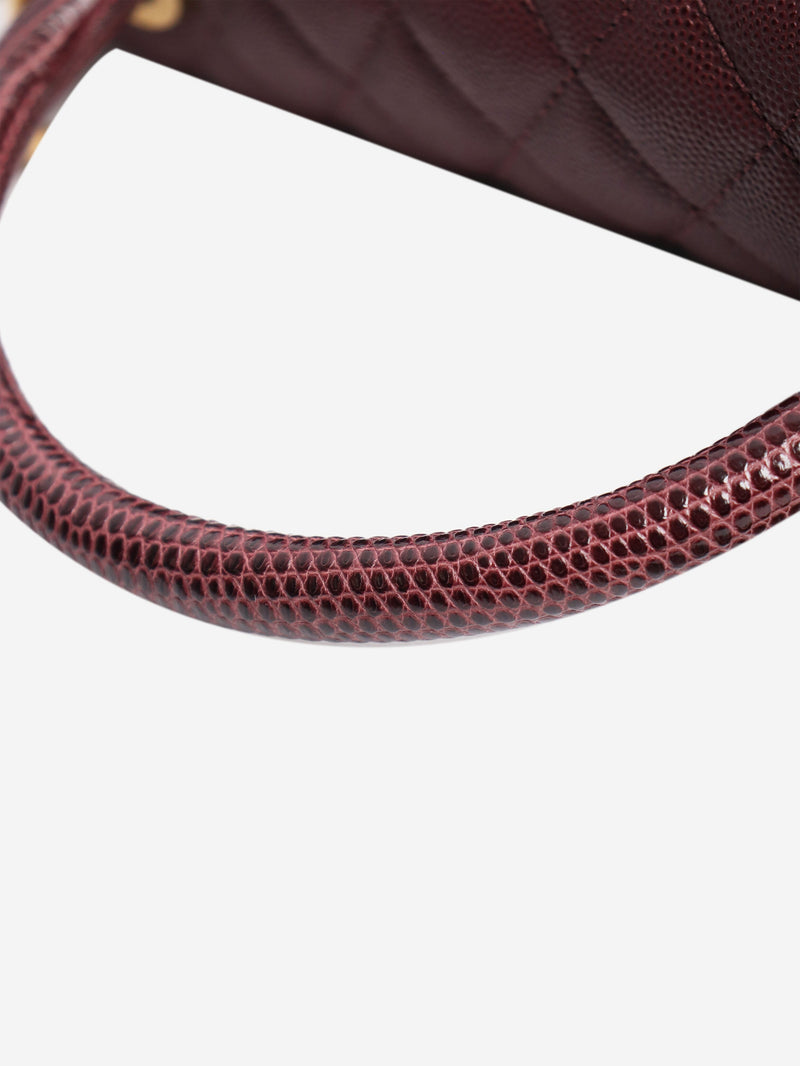 Maroon 2017 caviar leather quilted Coco Handle bag Top Handle Bags Chanel 