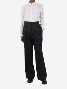 Rohe Black wide-leg pinstripe trousers - size FR 34