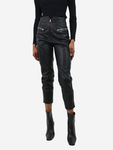 Isabel Marant Black leather studded trousers - size FR 34
