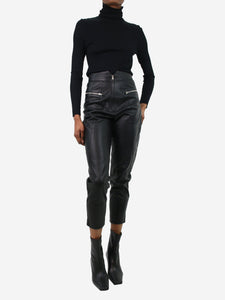 Isabel Marant Black leather studded trousers - size FR 34