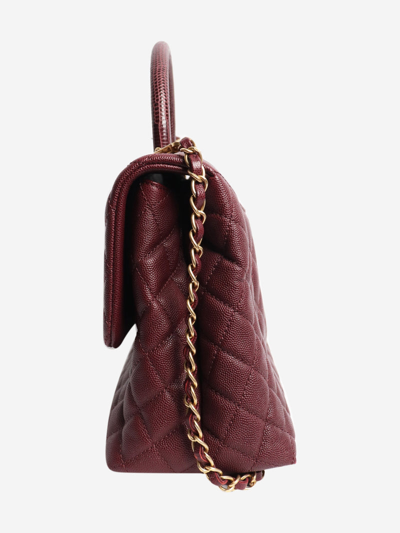 Maroon 2017 caviar leather quilted Coco Handle bag Top Handle Bags Chanel 