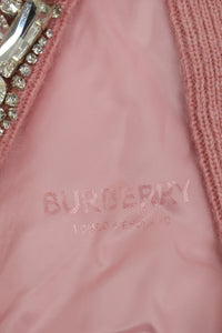 Burberry Pink padded cardigan with bejewelled logo - size S