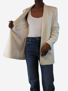Theory Cream single-breasted plisse blazer - size UK 6