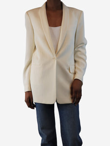 Theory Cream single-breasted plisse blazer - size UK 6