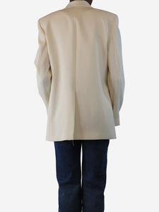 Theory Cream single-breasted plisse blazer - size UK 6