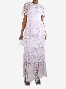 self-portrait self-portrait Pink magnolia lace maxi dress - size UK 6