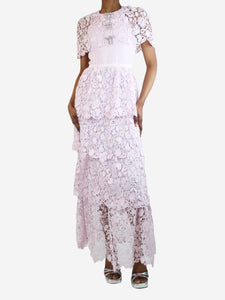 self-portrait self-portrait Pink magnolia lace maxi dress - size UK 6