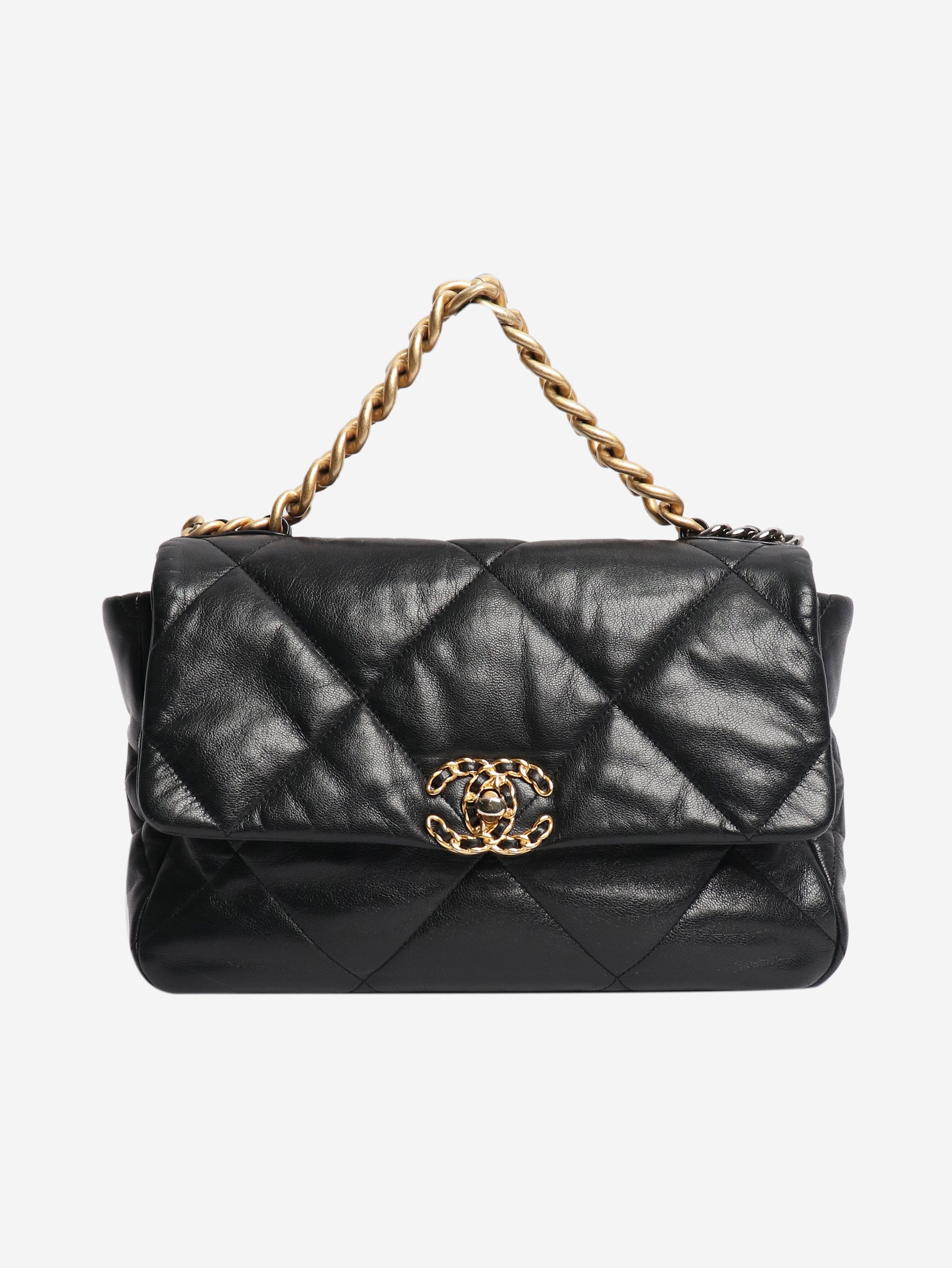 Black 2019 leather 19 leather flap shoulder bag Cross-body Bags Chanel 