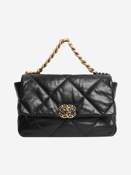 Black 2019 leather 19 leather flap shoulder bag product image