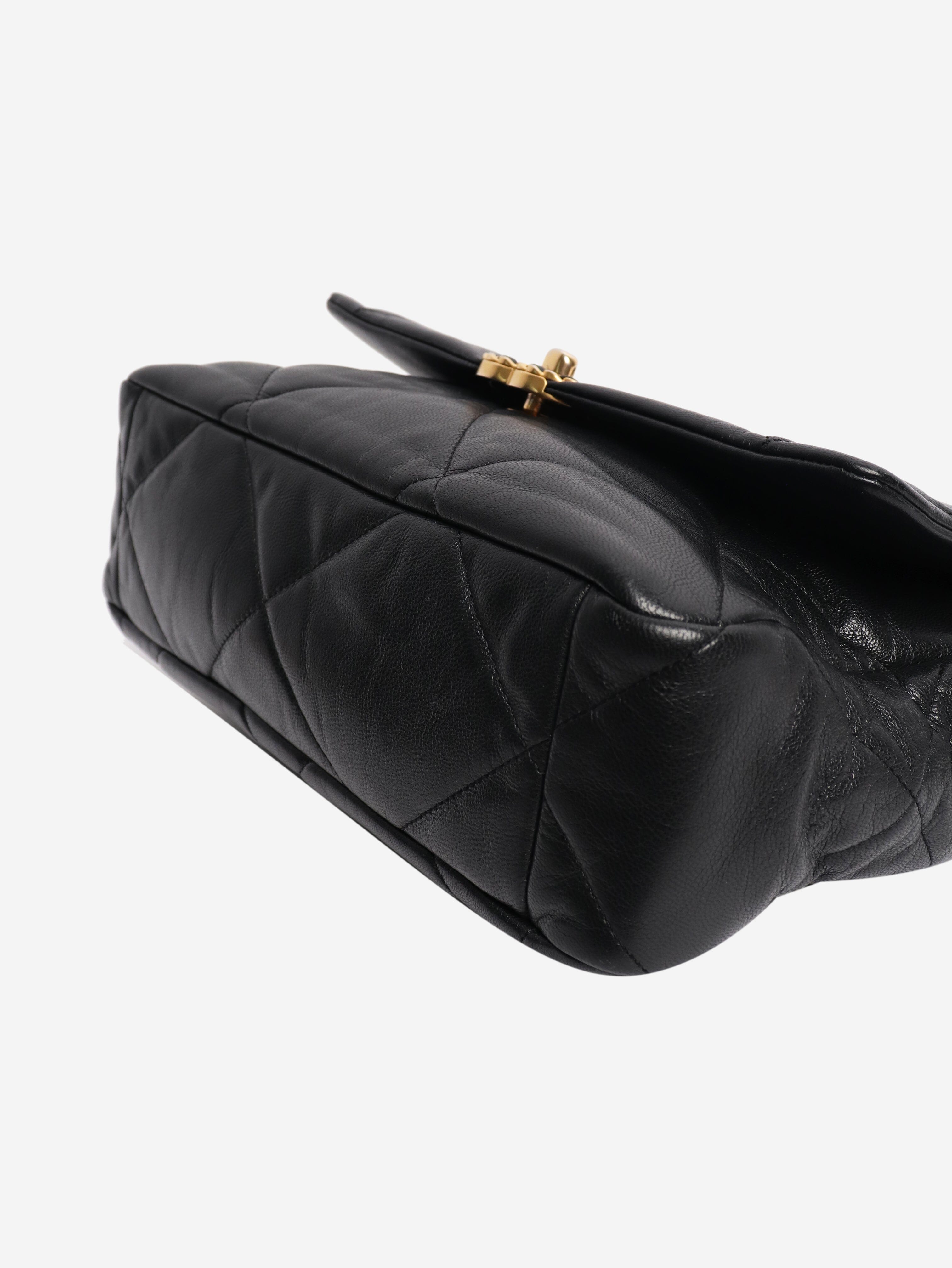 Black 2019 leather 19 leather flap shoulder bag Cross-body Bags Chanel 