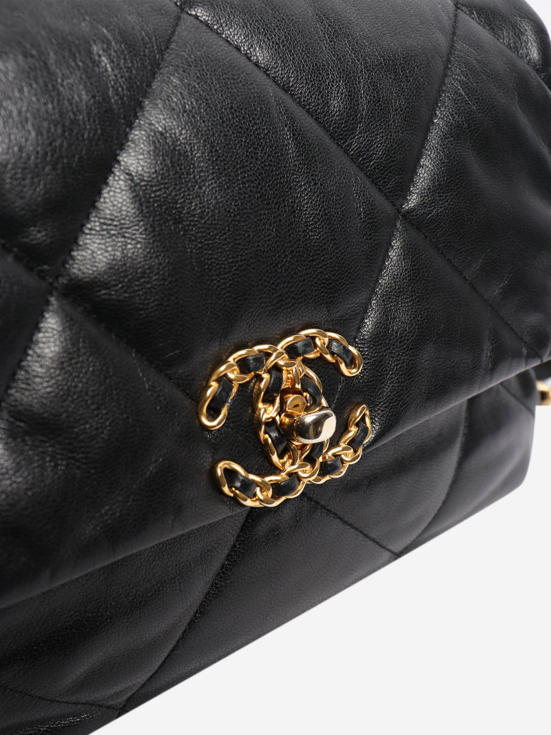 Black 2019 leather 19 leather flap shoulder bag Cross-body Bags Chanel 