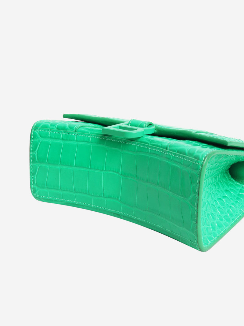 Green Hourglass XS croc-effect handbag - size Cross-body bags Balenciaga 