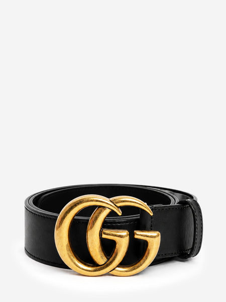 Black leather GG Marmont wide belt product image