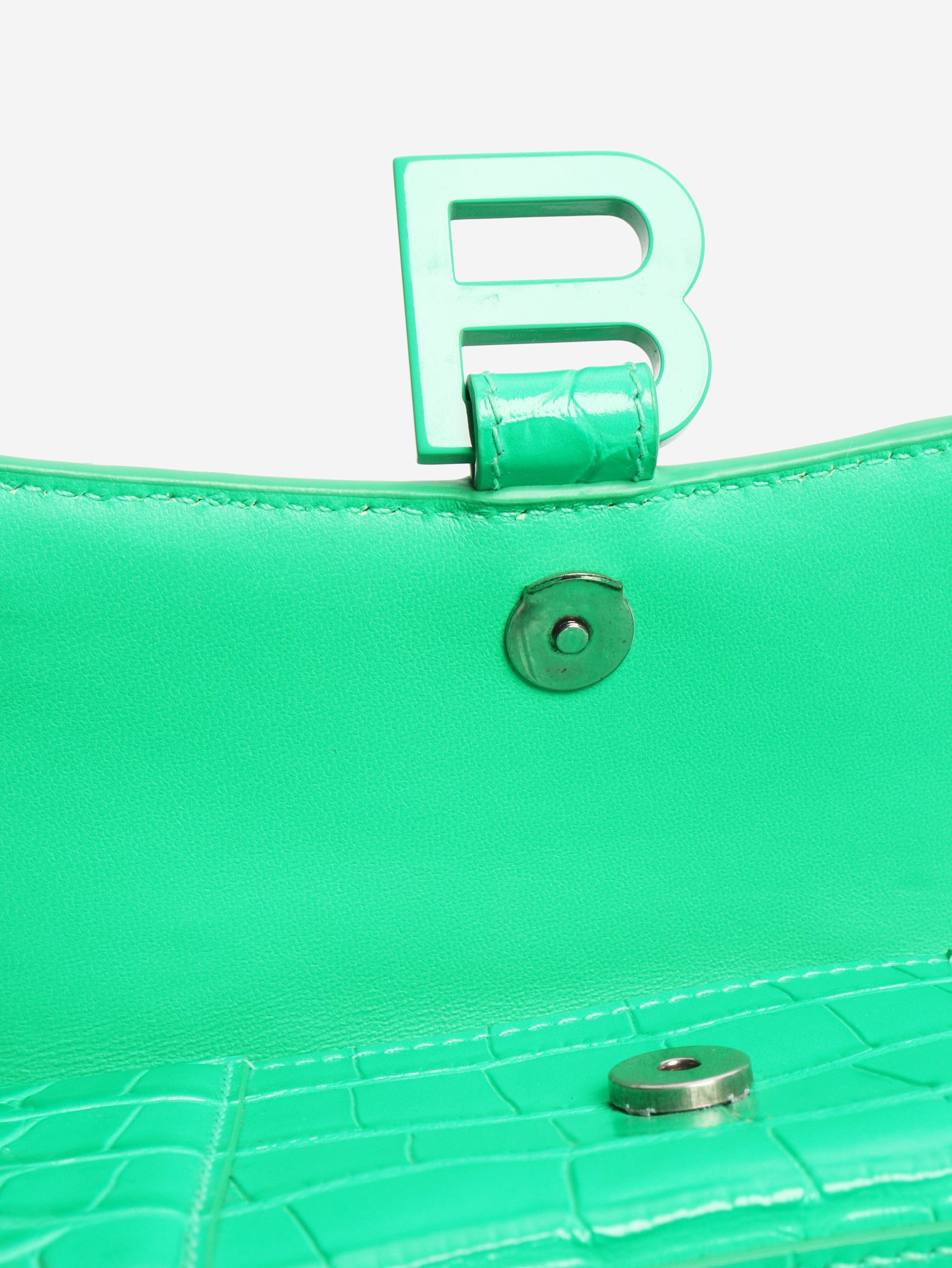 Green Hourglass XS croc-effect handbag - size Cross-body bags Balenciaga 