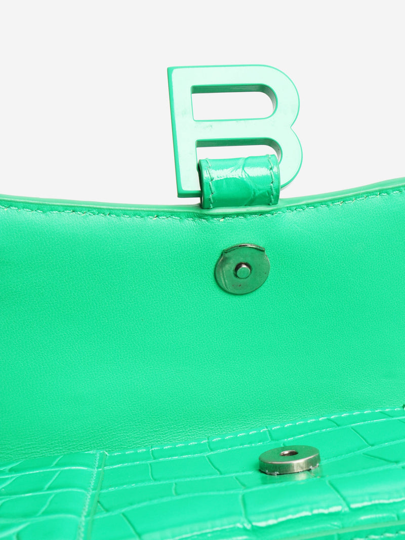 Green Hourglass XS croc-effect handbag - size Cross-body bags Balenciaga 