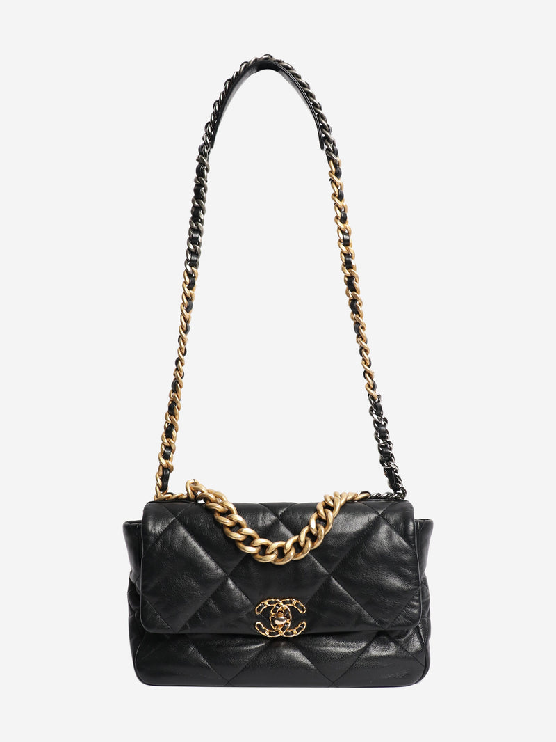 Black 2019 leather 19 leather flap shoulder bag Cross-body Bags Chanel 