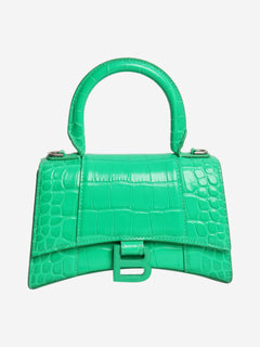 Green Hourglass XS croc-effect handbag - size Cross-body bags Balenciaga 