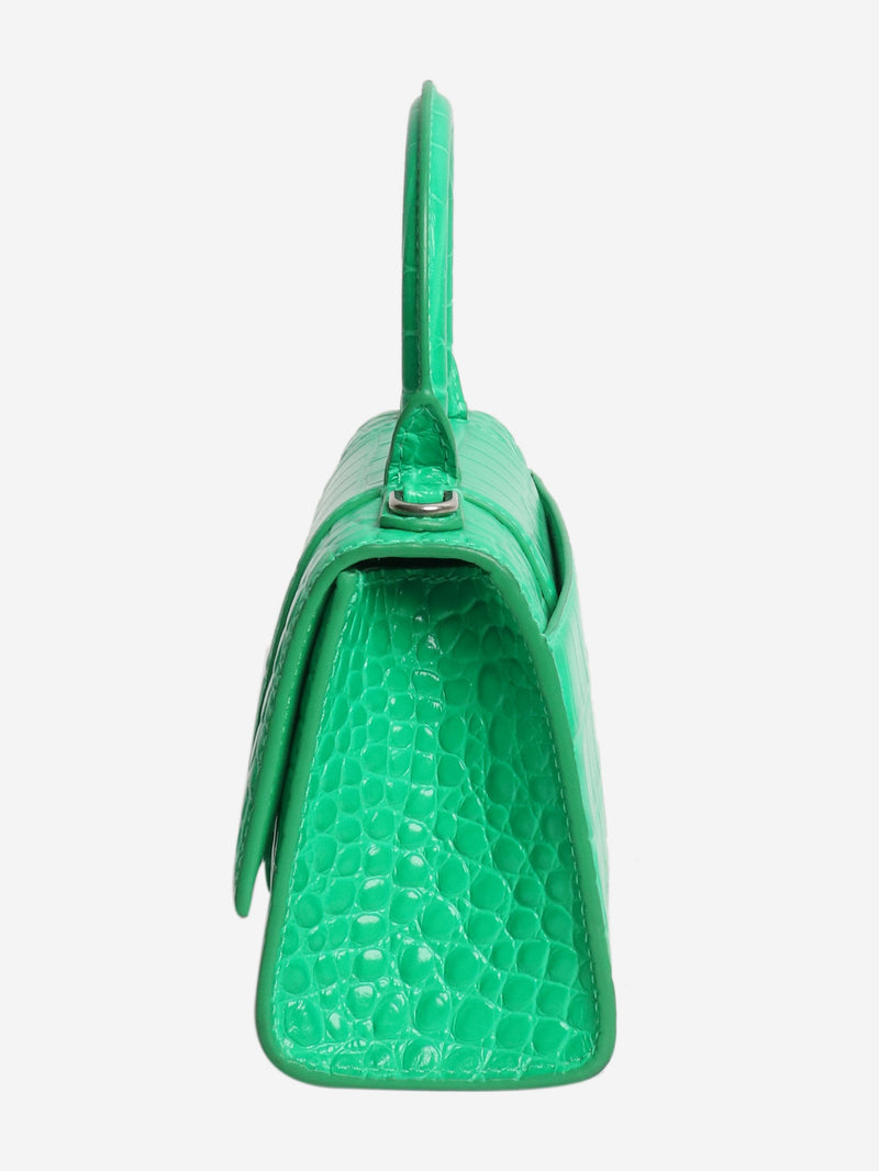 Green Hourglass XS croc-effect handbag - size Cross-body bags Balenciaga 