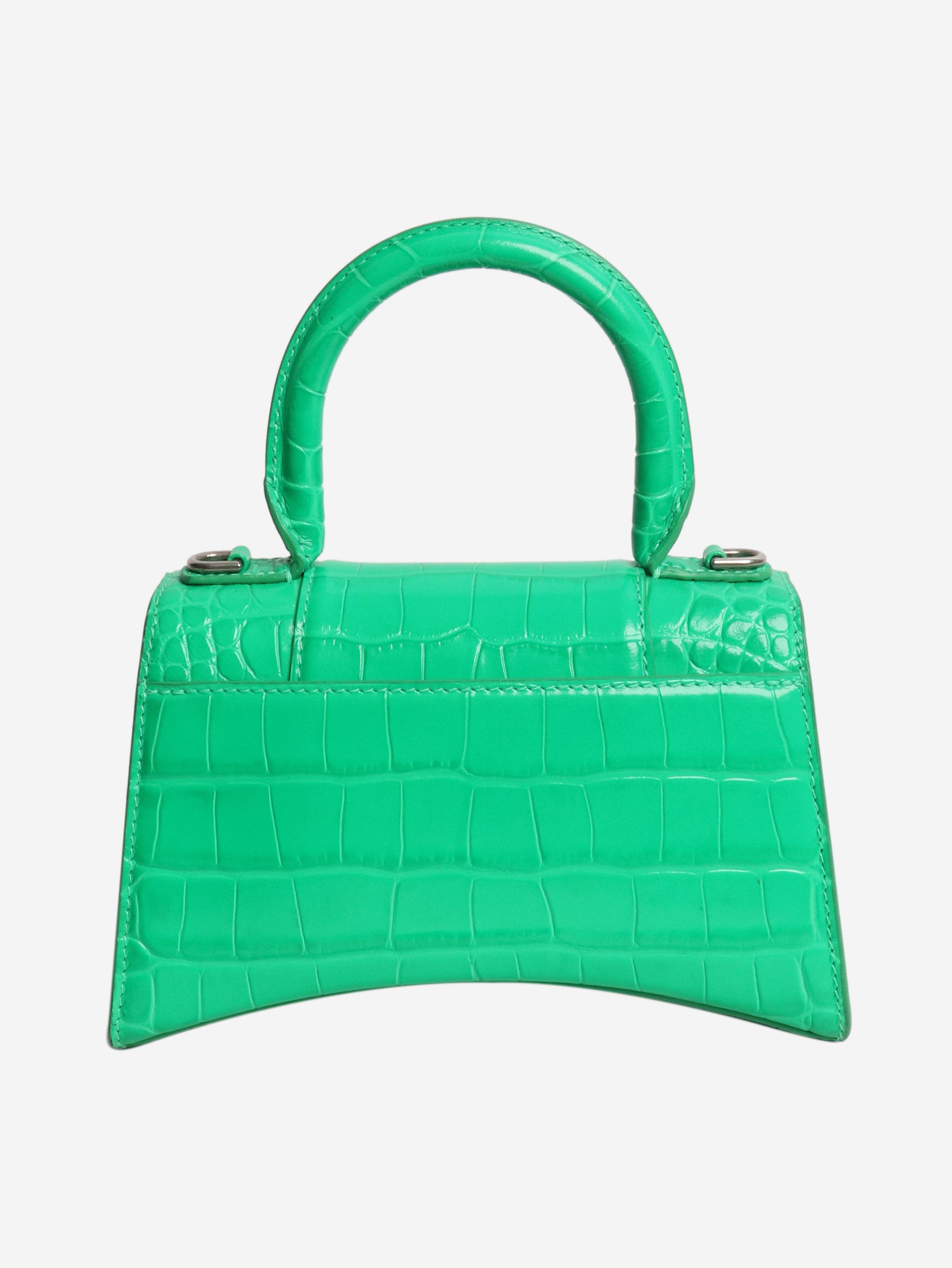Green Hourglass XS croc-effect handbag - size Cross-body bags Balenciaga 