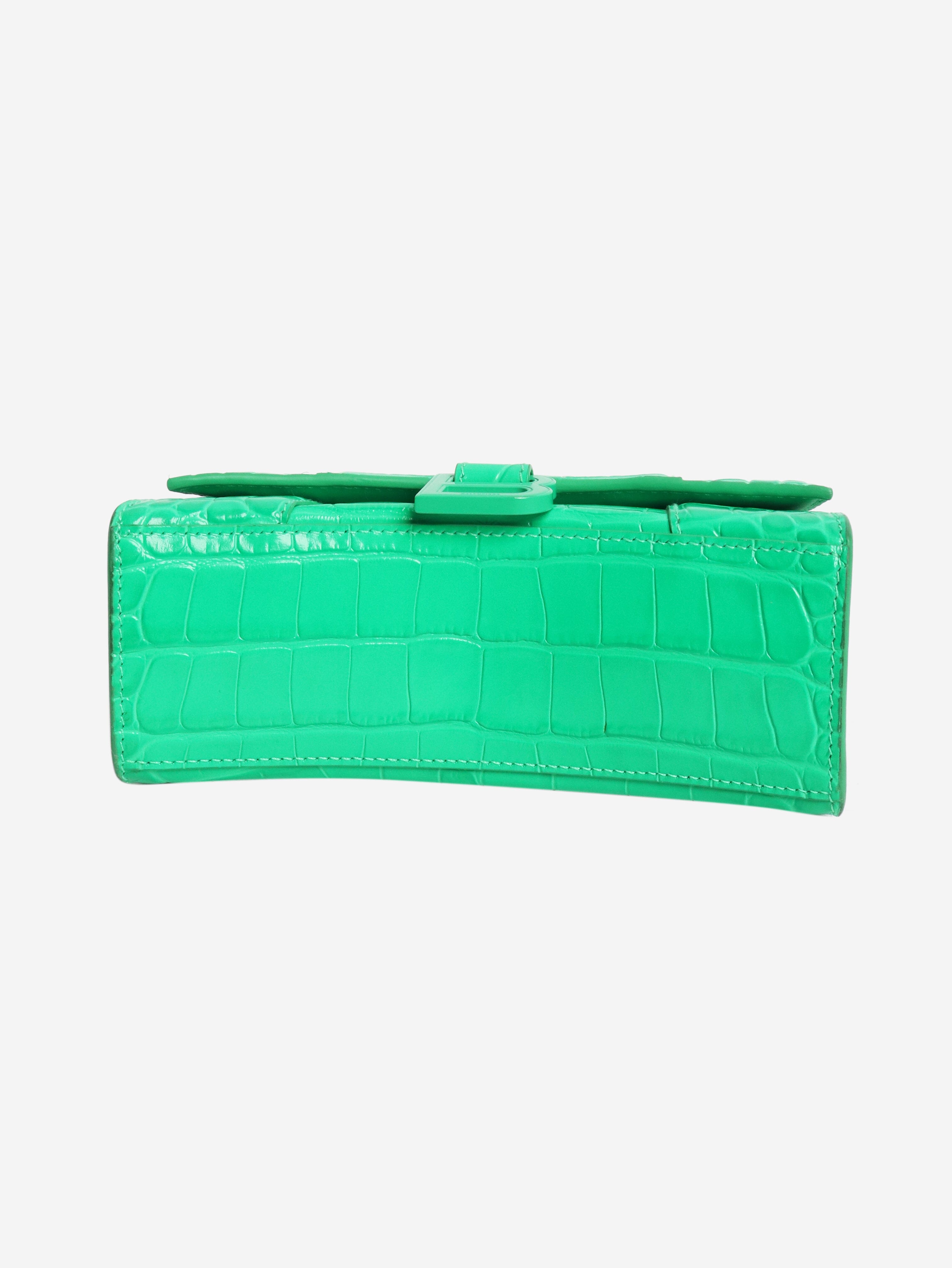 Green Hourglass XS croc-effect handbag - size Cross-body bags Balenciaga 