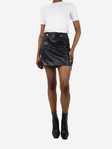 Chanel Black leather mini skirt - size FR 34