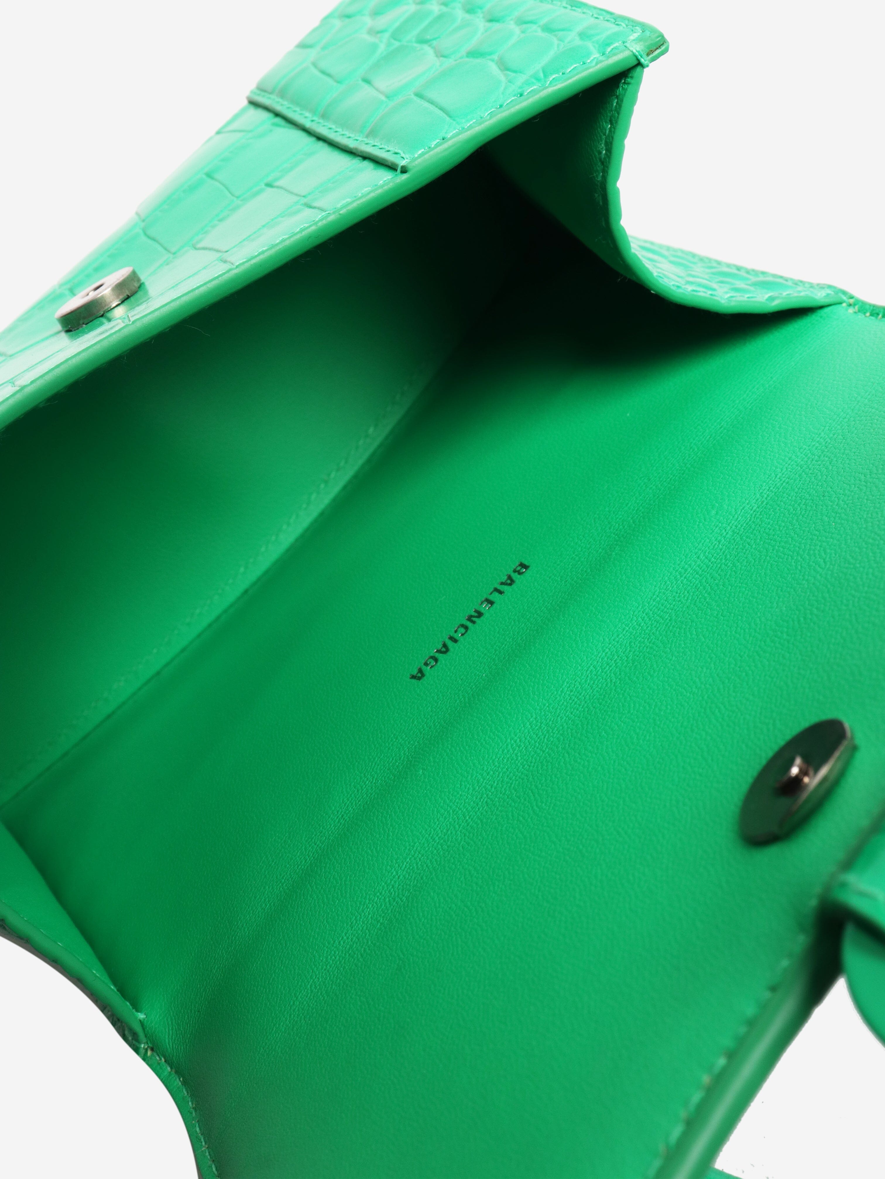 Green Hourglass XS croc-effect handbag - size Cross-body bags Balenciaga 