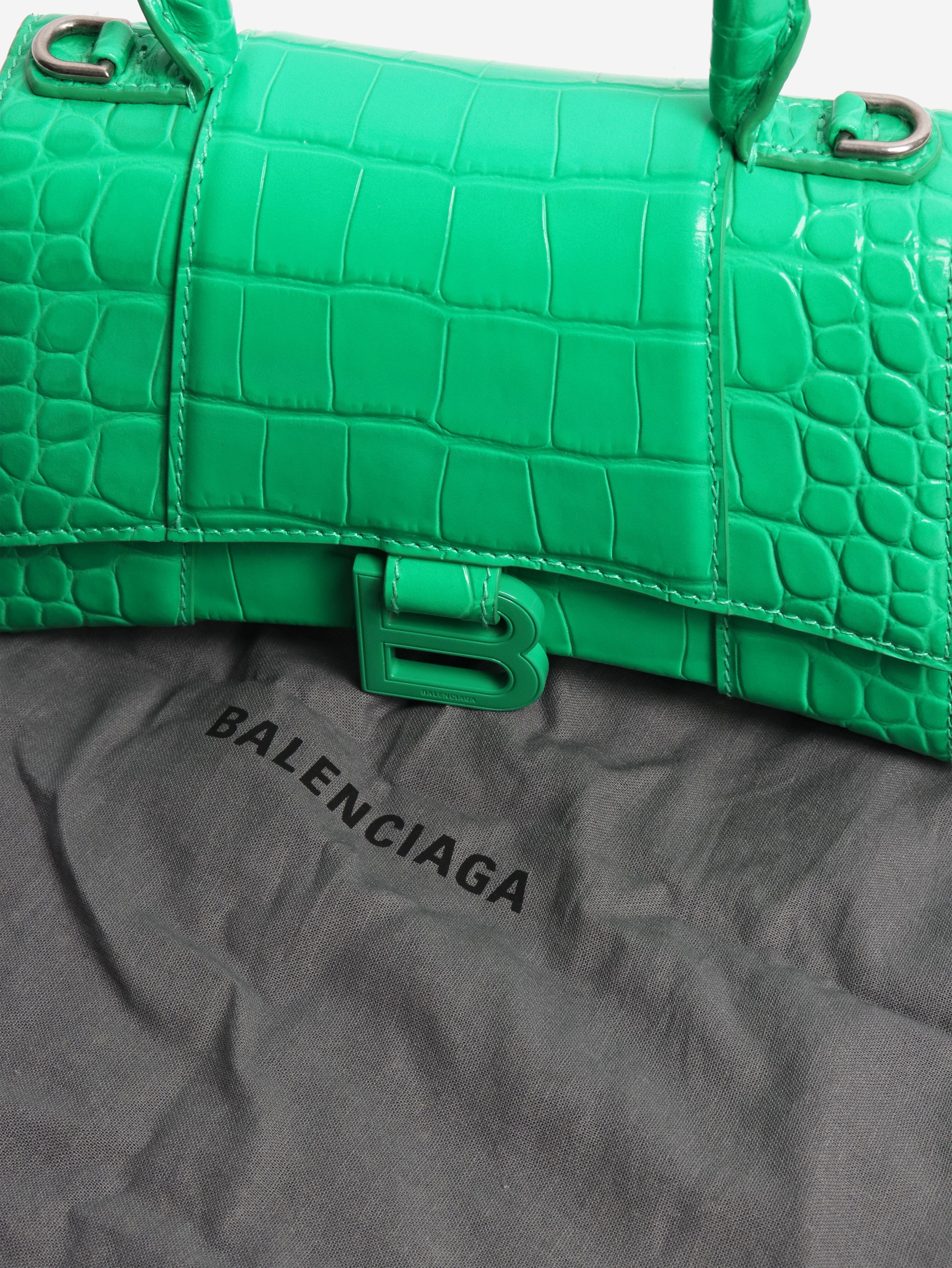 Green Hourglass XS croc-effect handbag - size Cross-body bags Balenciaga 