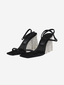 Kate Cate Black crystal-embellished sandal heels - size EU 38