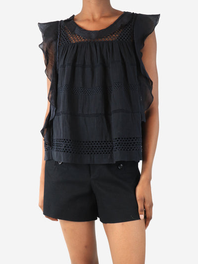 Black sleeveless frill lace-trim top - size UK 6 Tops Isabel Marant Etoile 