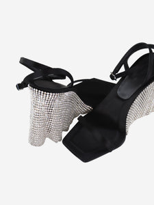 Kate Cate Black crystal-embellished sandal heels - size EU 38