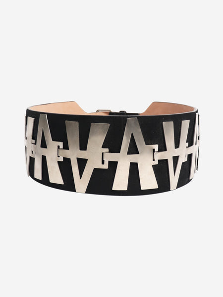 Black A motif metal and leather wide belt product image