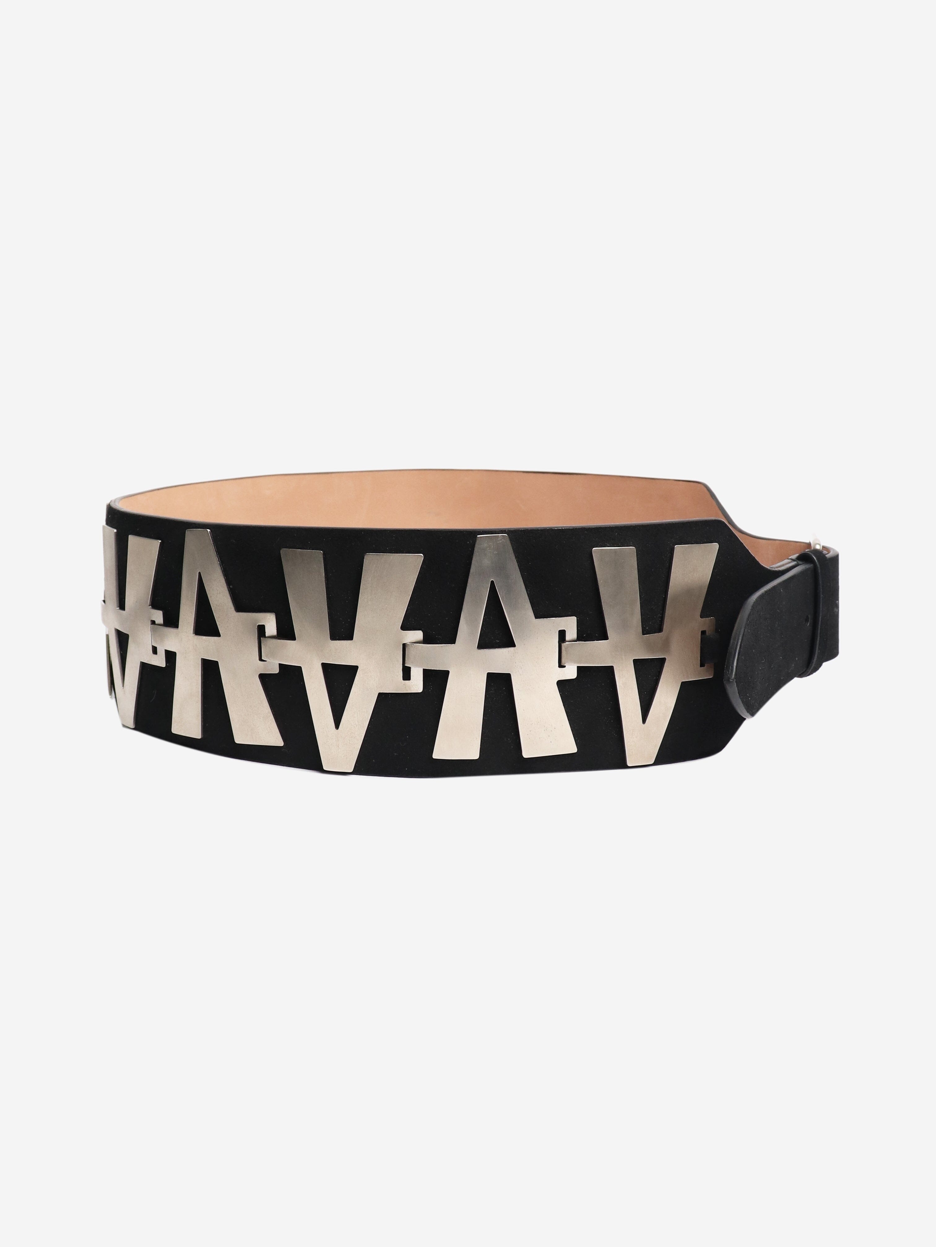 Black A motif metal and leather wide belt Belts Alaia 