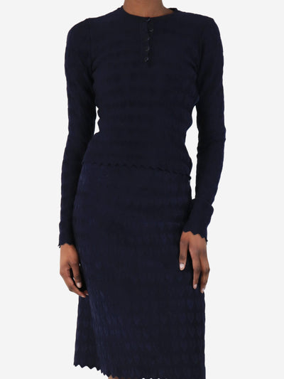 Navy blue heart jaquard top - size UK 8 Tops Alaia 