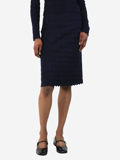 Navy blue heart jaquard midi skirt - size UK 10 Skirts Alaia 