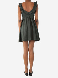 Dark green linen mini dress - size XS Dresses Casa Raki 