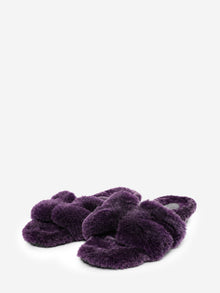 Purple shearling Oran sandals - size EU 40.5 Flat Shoes Hermes 