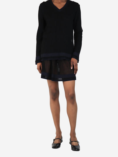Black and navy sheer knit top and skirt set - size S Sets Alaia 