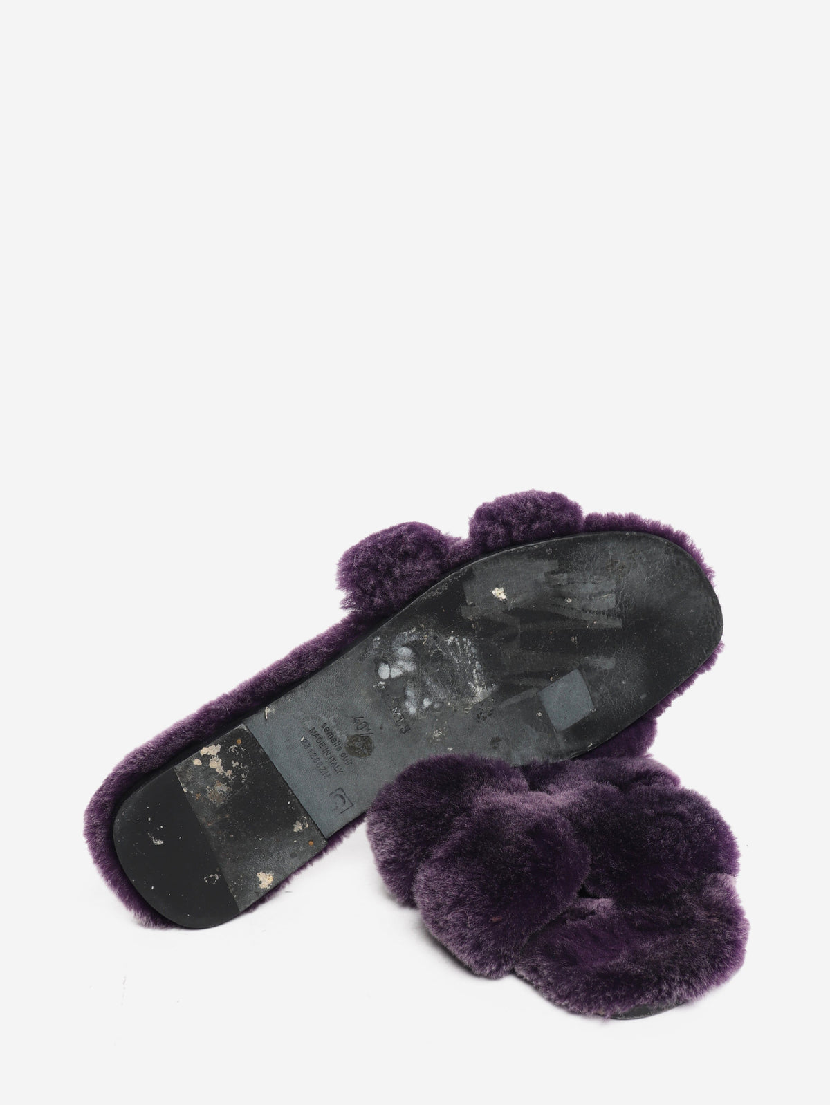 Purple shearling Oran sandals - size EU 40.5 Flat Shoes Hermes 