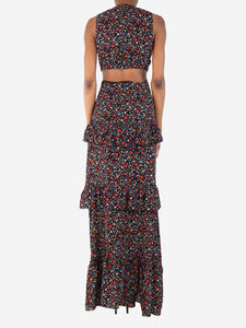 A.L.C. A.L.C. Black floral tiered maxi dress - size UK 4
