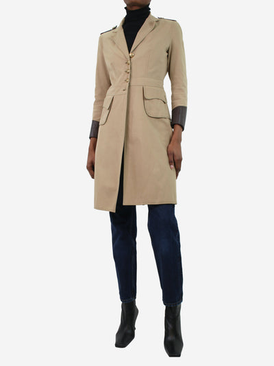 Beige canvas coat with leather trim - size UK 4 Coats & Jackets Etro 