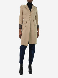 Etro Beige canvas coat with leather trim - size UK 4