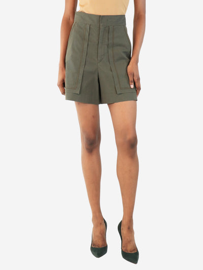 Olive green high-waisted cotton-blend shorts - size UK 8 Shorts Isabel Marant 