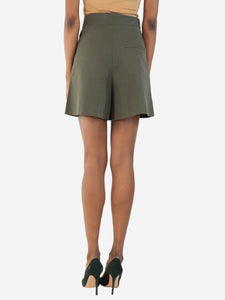 Isabel Marant Olive green high-waisted cotton-blend shorts - size UK 8