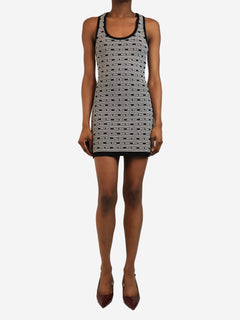 Black and white logo detail stretch mini dress - size UK 4 Dresses Miu Miu 