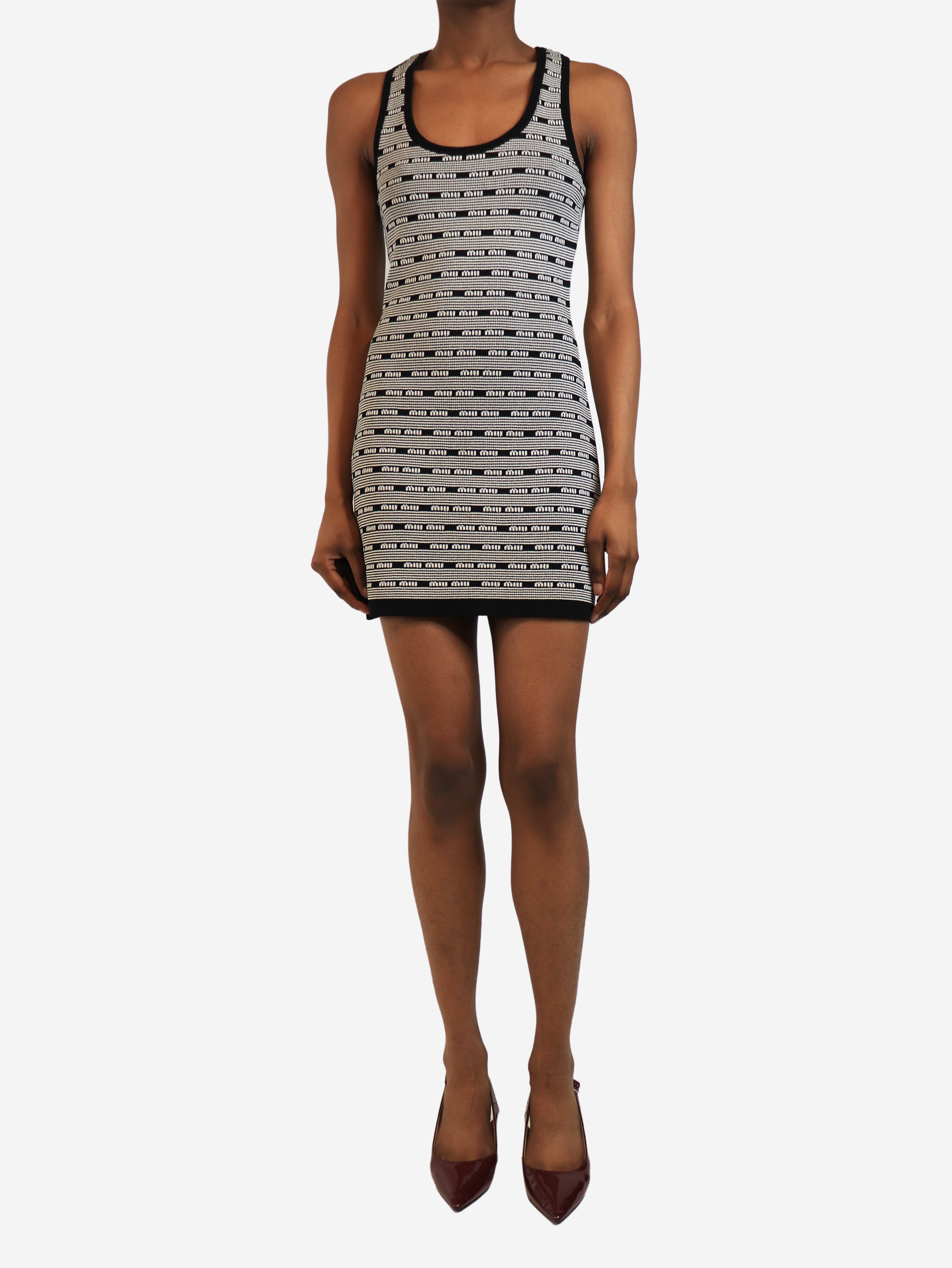 Black and white logo detail stretch mini dress - size UK 4 Dresses Miu Miu 