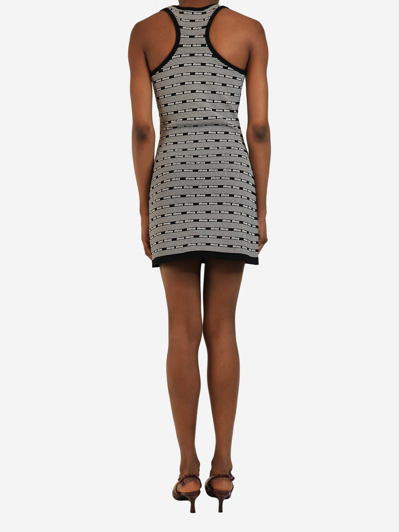 Black and white logo detail stretch mini dress - size UK 4 Dresses Miu Miu 
